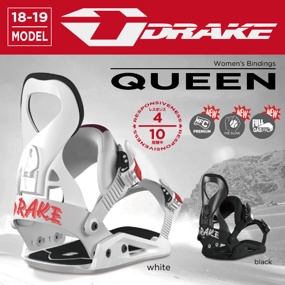 【ギフ_包装】 18-19 DRAKE(ﾄﾞﾚｲｸ)・QUEEN [white,black] ≪商品一覧≫ スノーボード