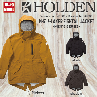 新品正規品  18-19 JACKET≪商品 FISHTAIL 3-LAYER M-51 HOLDEN(ﾎｰﾙﾃﾞﾝ)・M's スノーボード