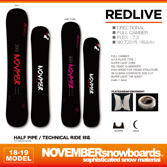 NOVEMBER REDLIVE 159cm 18-19モデル NOVEMBER REDLIVE 159cm 18-19モデル