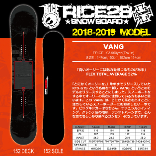 18-19 RICE28(ﾗｲｽﾄｩｴﾝﾃｨｰｴｲﾄ) / VANG・スノーボード [147cm,150cm