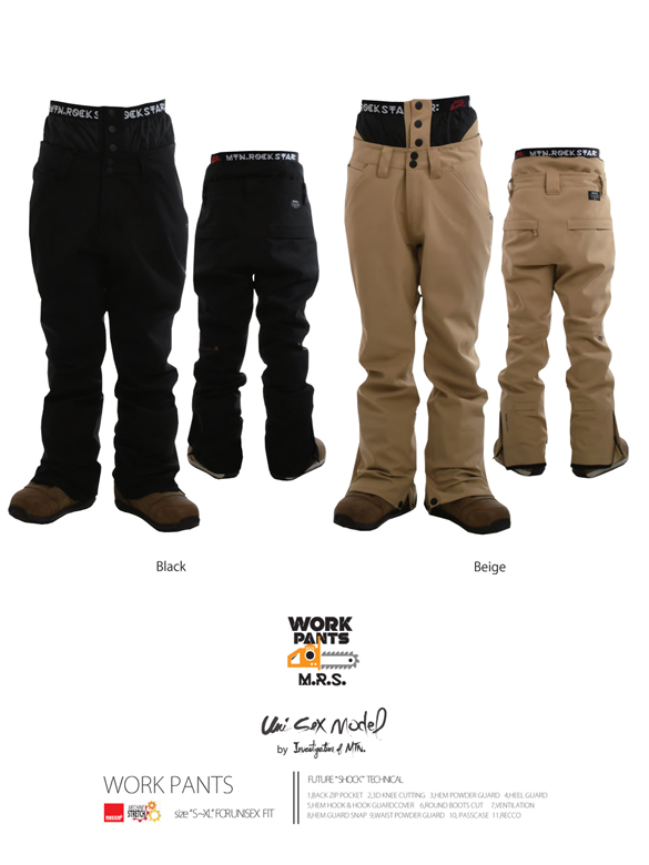 19-20 MTN.ROCK STAR(ﾏｳﾝﾃﾝﾛｯｸｽﾀｰ)・WORK PANTS [Black,Beige