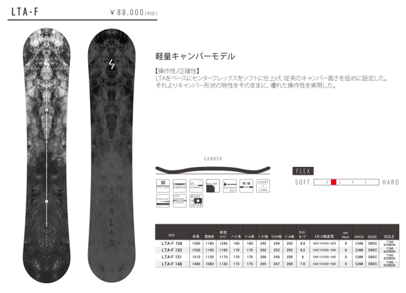 スノーボードspread snowboard LTA-F 156