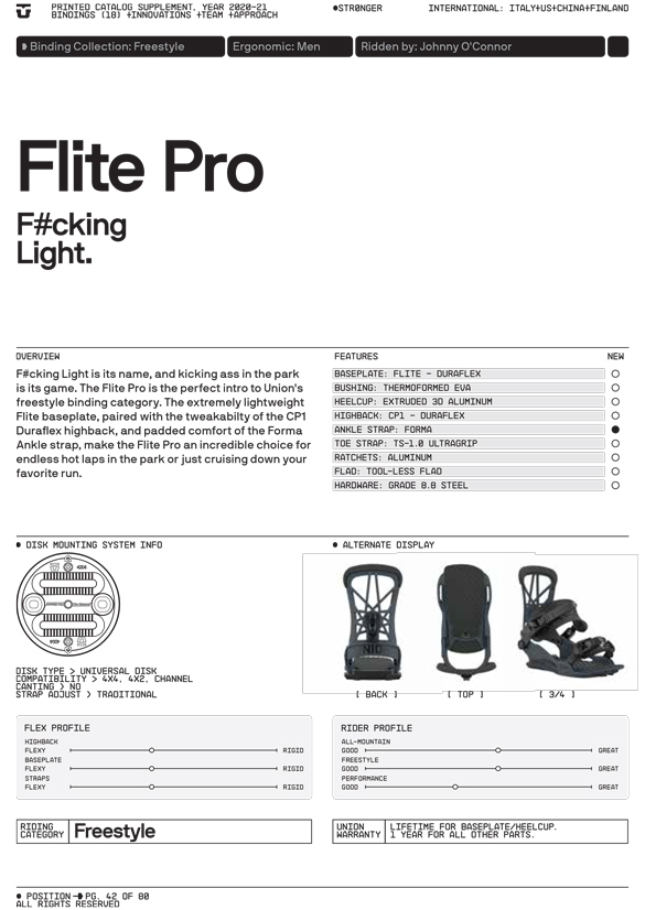 20-21 UNION(ﾕﾆｵﾝ)・FLITE PRO フライトプロ [BLACK WHITE GREY
