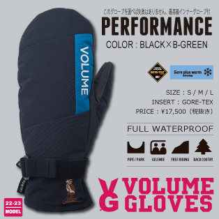 22-23 VOLUME GLOVES(ﾎﾞﾘｭｰﾑｸﾞﾛｰﾌﾞ)・PERFORMANCE MITT [BLACK×B-GREEN