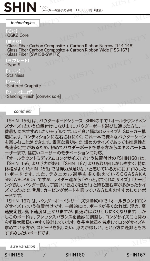SHIN [156/160/167]のテクノロジーについて